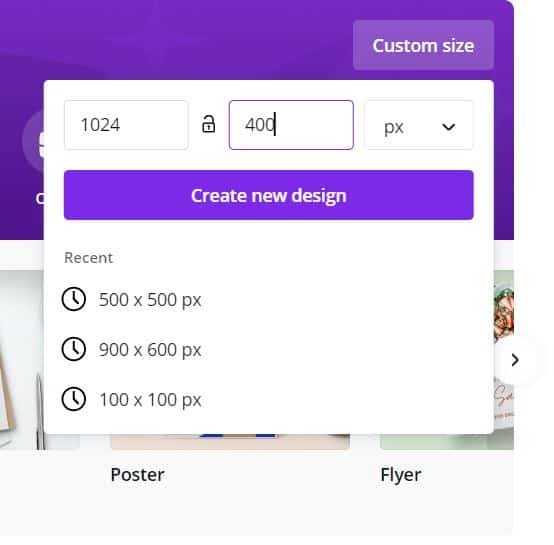 set custom size for Canva design