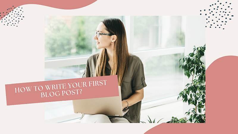 An image of a woman typing on a laptop, representing writing a blog post