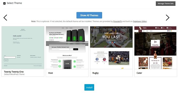 Screenshot of WordPress theme library