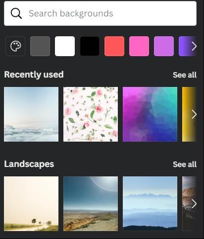 Search Canva backgrounds