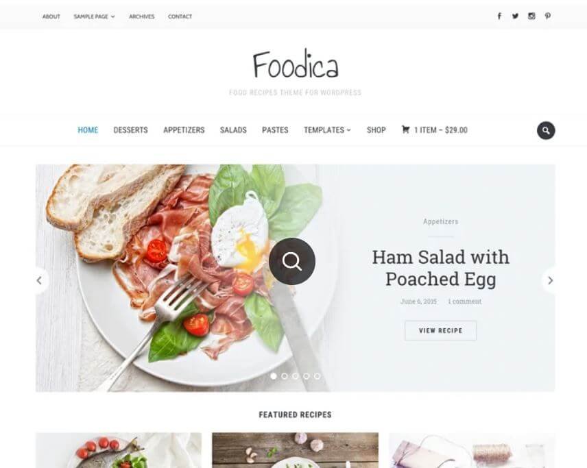 Foodica Lite WordPress food blog theme