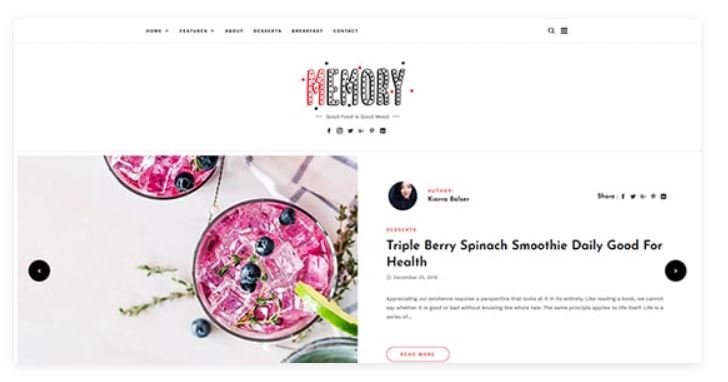 Memory food blog theme for wordpress