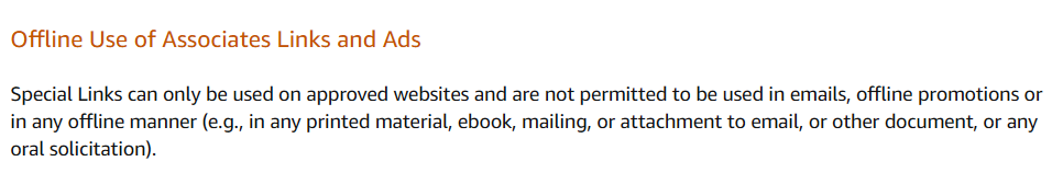 screenshot of Amazon's statement about links in emails