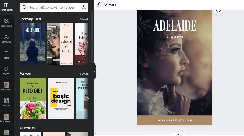 how to use Canva to create and ebook cover