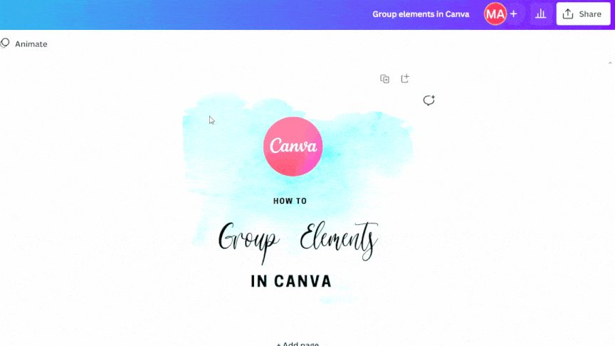 quick selection of elements in Canva