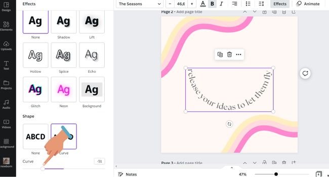 curve text in Canva step 4