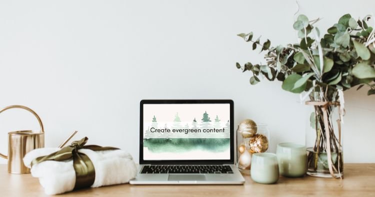 Laptop mockup with evergreen content