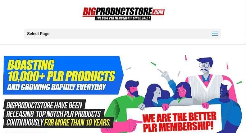 Screenshot of Big Product Store website