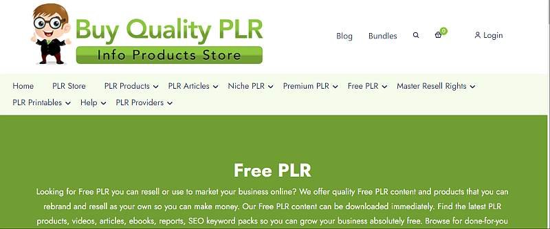 Screenshot of Buy Quality PLR website