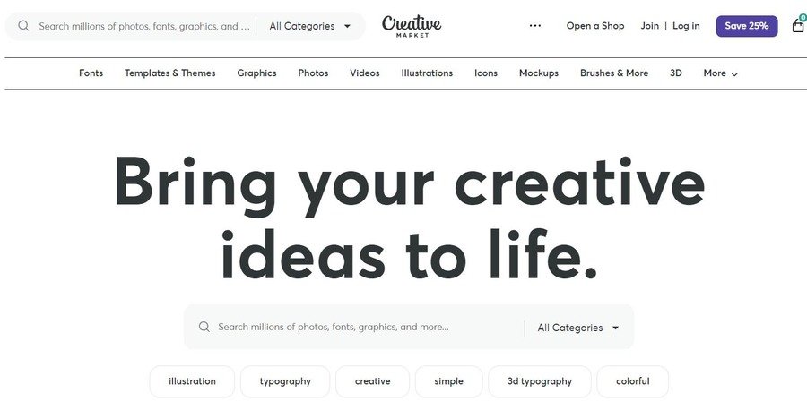 Screenshot of Creative Market