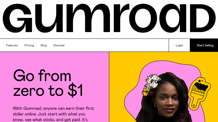 screenshot of Gumroad's home page