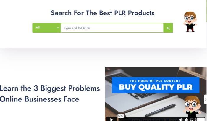 Screenshot of BuyQualityPLR website