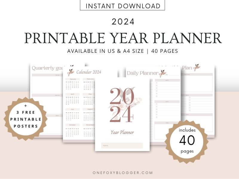 Printable year planner2024