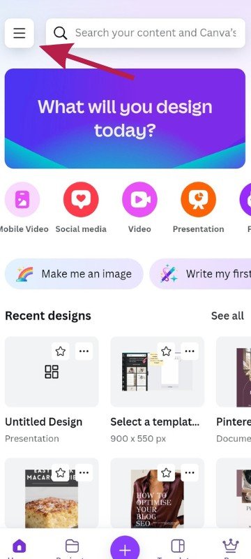 screenshot of Canva app on mobile