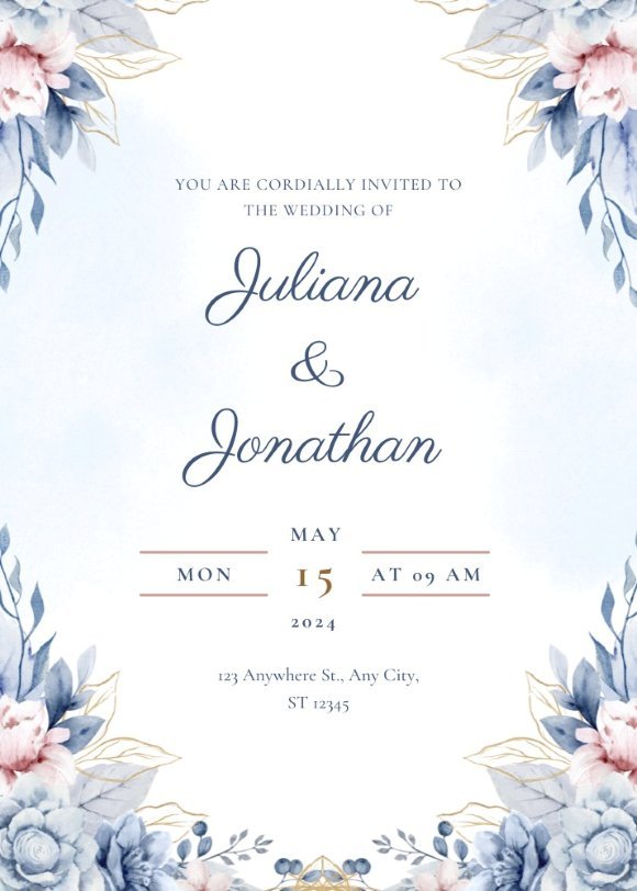 a wedding invitation with flowers and leaves featuring the Parisienne font