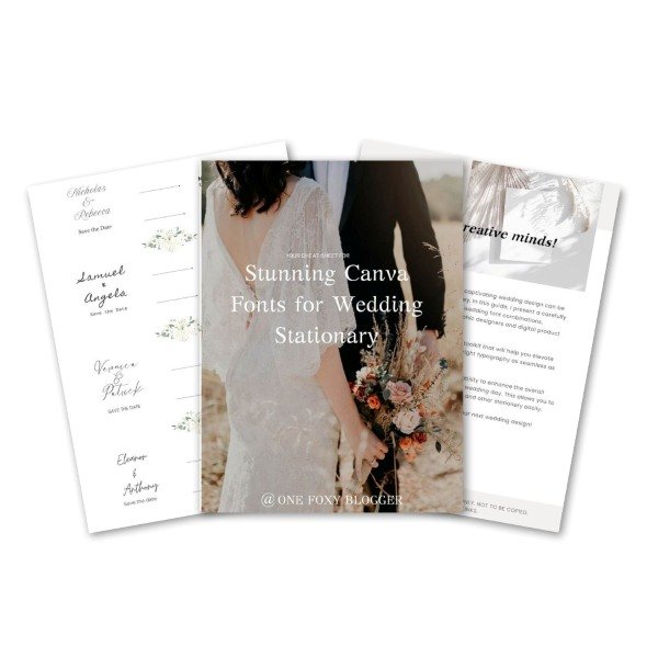 preview of free pdf with Canva wedding fonts