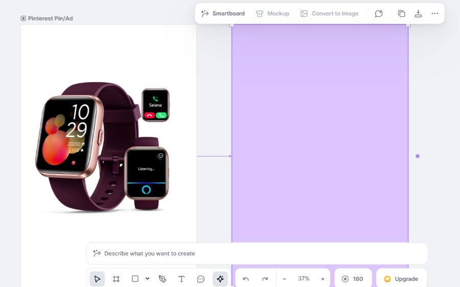 Easy Kittle Tutorial: Create Affiliate Pins with the Kittle AI Image Generator 4 screenshot of product image (smartwatch) in Kittle